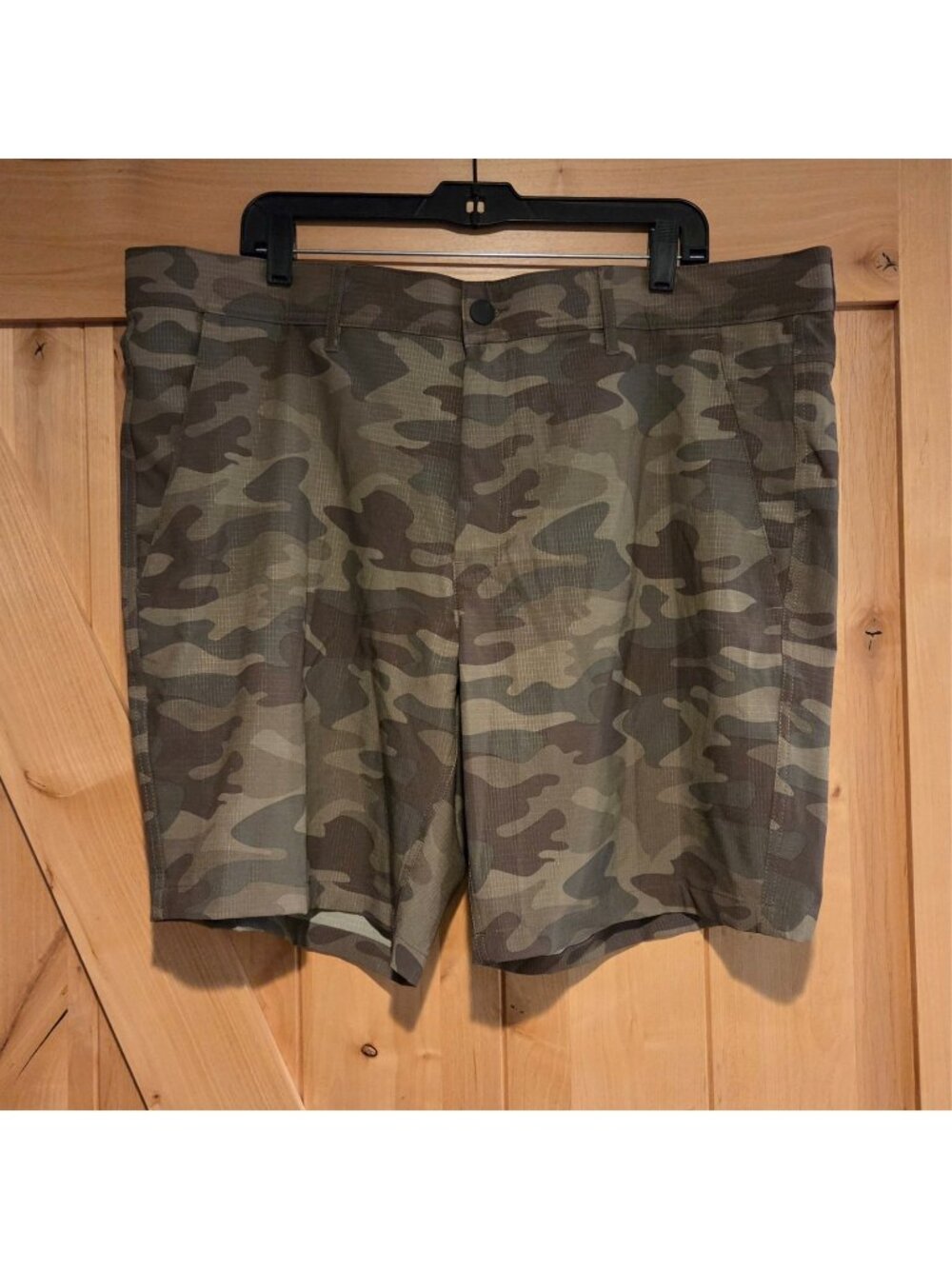 George Men 42 Camouflage Synthetic Flat Front Shorts Above Knee Ripstop 9" ins